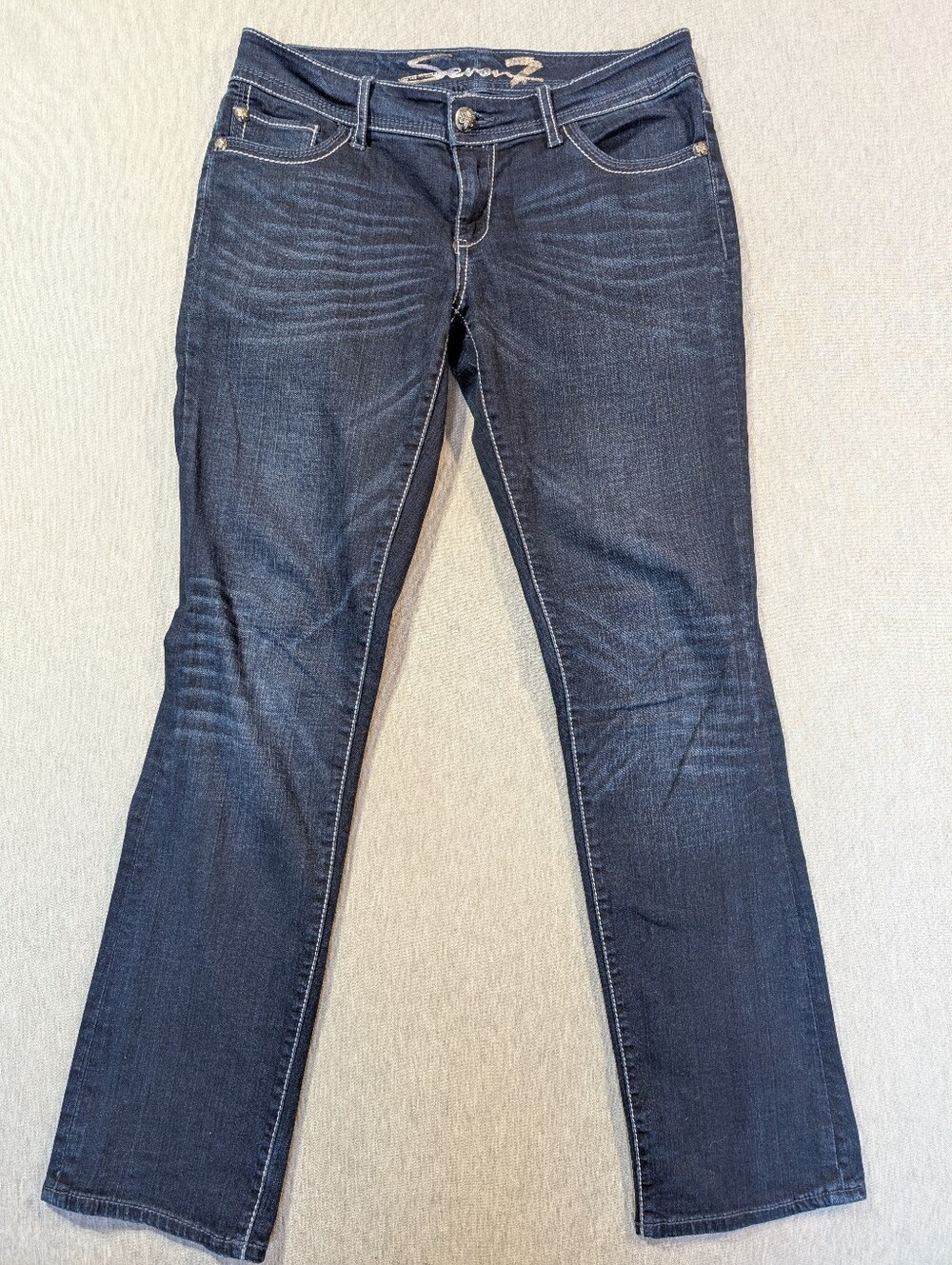 Seven7 Low Rise Straight Jeans Women's 8 Dark Wash Blue